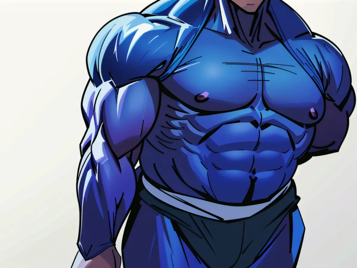 Visual depiction: Arrest of notorious hacker deemed significant milestone in ongoing fight against cybercrimes. Hacker's alias, Individual sporting a blue hoodie pulled up over head, loose-fitting jeans, and a relaxed posture in a casual atmosphere.