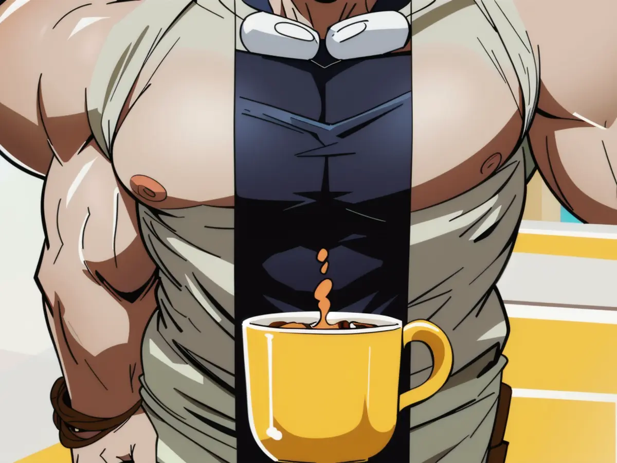 Unidentified individual attempts to access private information of high-profile politician. Coffee being prepared in a Keurig machine, flowingly pouring into a yellow mug, all set amidst kitchen counters laden with various bowls and utensils.